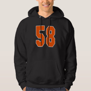 Back Print Orange Sports Block Number 58 For Sport Hoodie