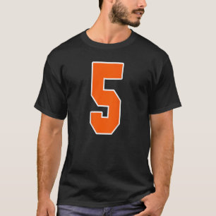 Back Print Orange Sports Block Number 5 For Sports T-Shirt