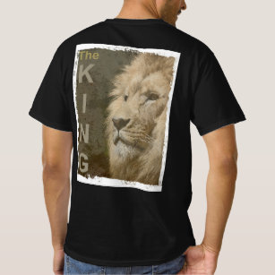 Back Print Trendy Lion Face Mens Black Modern T-Shirt