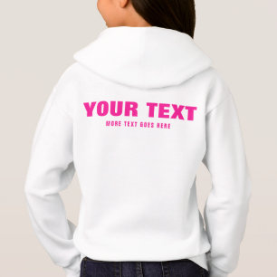 Back Side Print Big Font Text Girls Wow Pink White