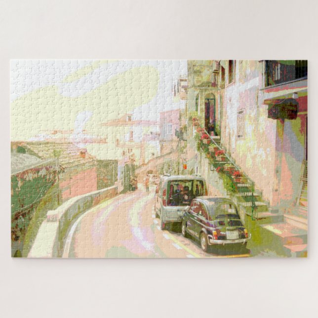 Back Street Italy Digital Impressionist Pop Art Jigsaw Puzzle (Horizontal)