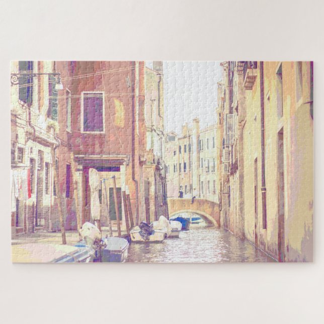 Back Street Venice Digital Impressionist Pop Art Jigsaw Puzzle (Horizontal)