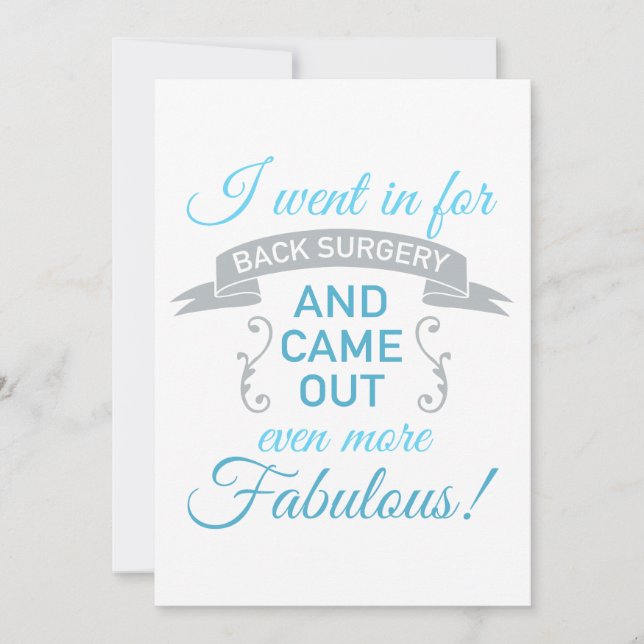 Back Surgery Fabulous Recovery (Blue) Invitation (Front)