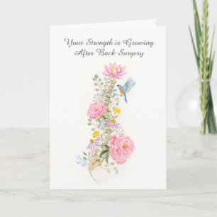Back Surgery Recovery Floral Spine with Bluebird Card