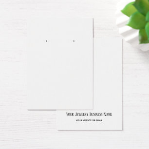Back Text White Plain Simple Custom Earring Card