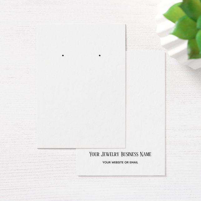 Back Text White Plain Simple Custom Earring Card (Desk)