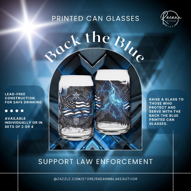 Back the Blue Printed Can Glasses (Creator Uploaded)
