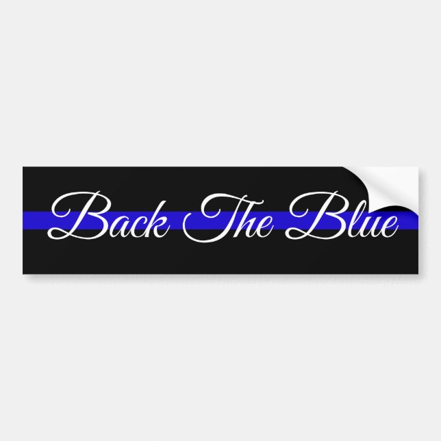 BACK THE BLUE SUPPORT POLICE BUMPER STICKER (Front)