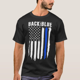 Back The Blue Thin Blue Line American Flag T-Shirt