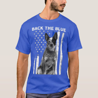 Back The Blue Thin Blue Line Flag K9 German T-Shirt