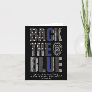 Back the Blue Thin Blue Line Flag Patriotic Police Card