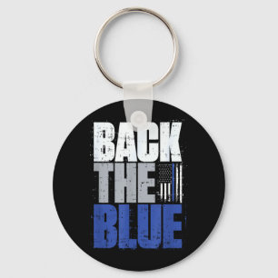 Back The Blue Thin Blue Line Flag Patriotic Police Key Ring
