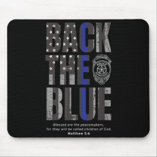Back the Blue Thin Blue Line Flag Patriotic Police Mouse Pad