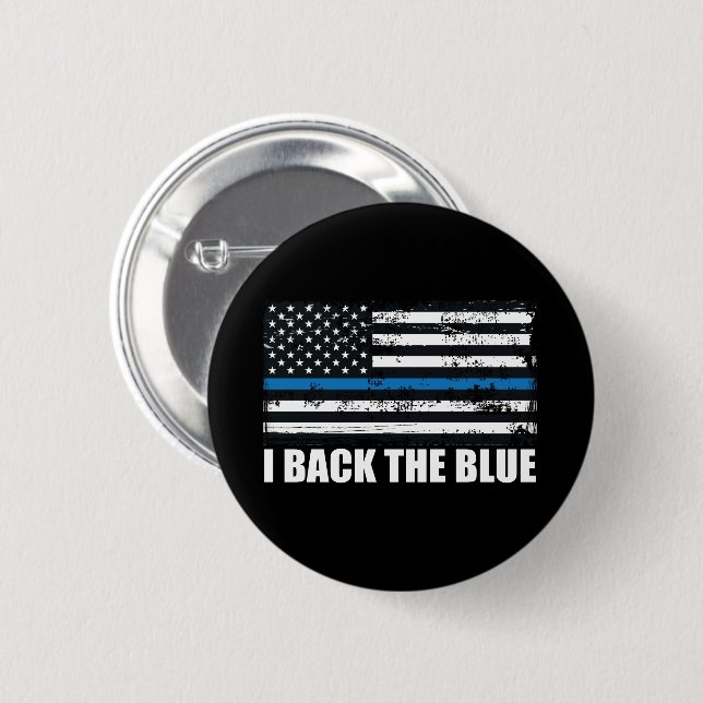Back the Blue Thin blue line USA Flag MAGA WWG1WA 6 Cm Round Badge (Front & Back)
