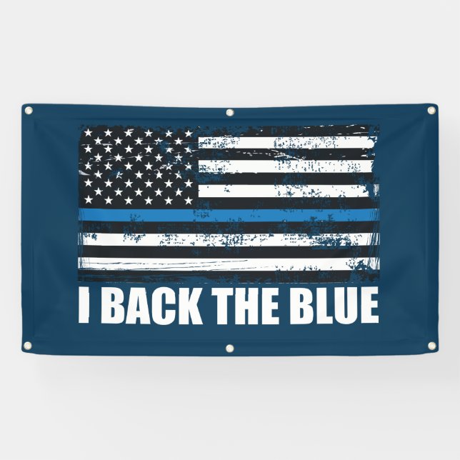 Back the Blue Thin blue line USA Flag MAGA WWG1WA Banner (Horizontal)