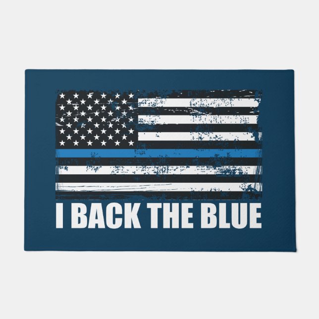 Back the Blue Thin blue line USA Flag MAGA WWG1WA Doormat (Front)