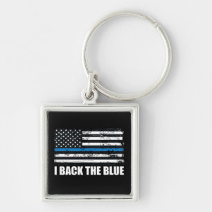 Back the Blue Thin blue line USA Flag MAGA WWG1WA Key Ring