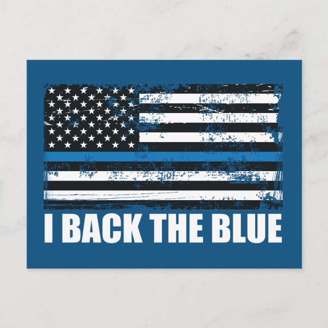 Back the Blue Thin blue line USA Flag MAGA WWG1WA Postcard (Front)