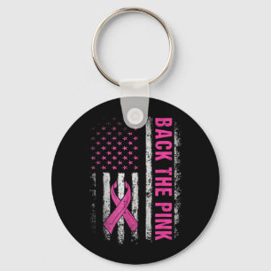Back The nk Ribbon American Flag Breast Cancer Key Ring