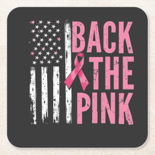 Back the Pink Breast Cancer Awareness Month Square Paper Coaster
