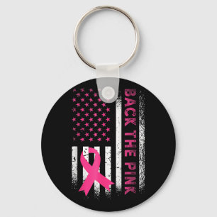 Back The Pink Ribbon American Flag Breast Cancer A Key Ring