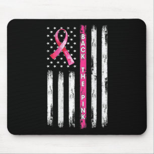 Back The Pink Ribbon American Flag Breast Cancer A Mouse Pad