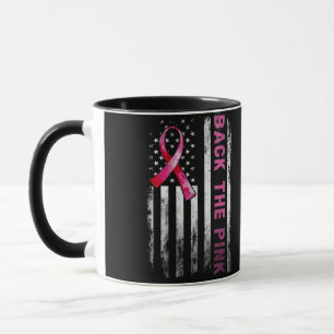 Back The Pink Ribbon American Flag Breast Cancer Mug