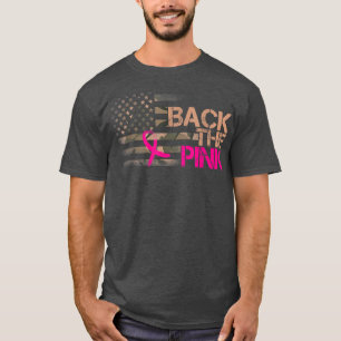 Back The Pink Ribbon Camoue American Flag Breast C T-Shirt