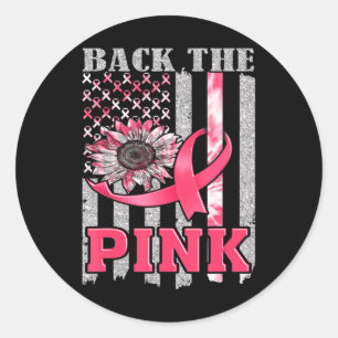 Back The Pink Ribbon Flag Breast Cancer Awareness  Classic Round Sticker