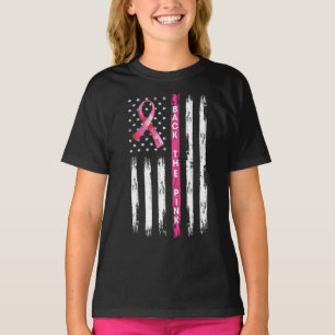 Back The Pink Ribbon Flag Breast Cancer Awareness T-Shirt