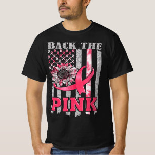 Back The Pink Ribbon Flag Breast Cancer Awareness  T-Shirt