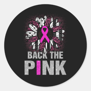Back The Pink Ribbon Sunflower Flag Breast Cancer  Classic Round Sticker