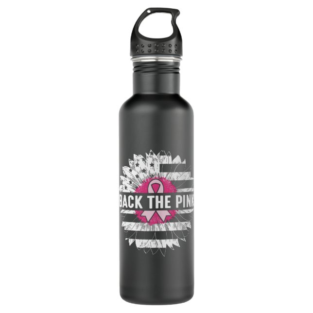 Back The Pink Sunflower Breast Cancer Awareness 710 Ml Water Bottle (Front)