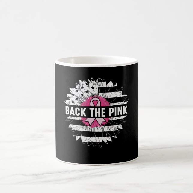 Back The Pink Sunflower Breast Cancer Awareness Coffee Mug (Center)