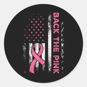 Back The Pink Us Flag Breast Cancer Awareness Wome Classic Round Sticker