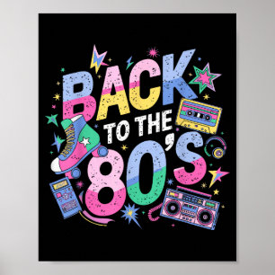 Back To 80s 1980s Vintage Eighties Retro Birthday Poster