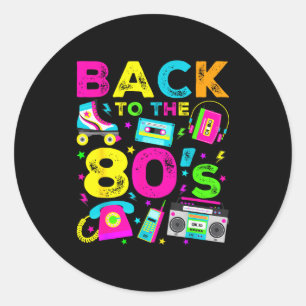 Back To 80's 1980s Vintage Style Eighties Retro Pa Classic Round Sticker