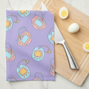 Back to 90s - Colourful Y2K Tamagotchi Toy Tea Towel