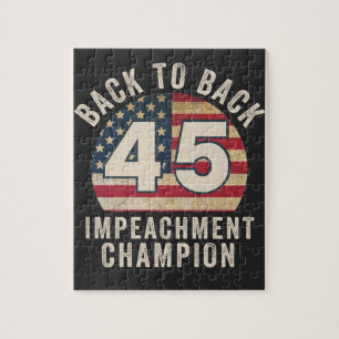 Back to Back Impeachment Champ American Flag Vinta Jigsaw Puzzle