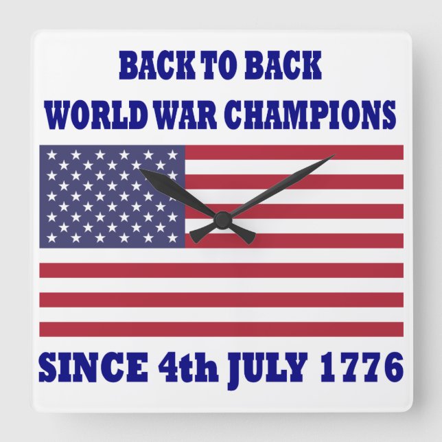 back to back world war champions square wall clock (Front)