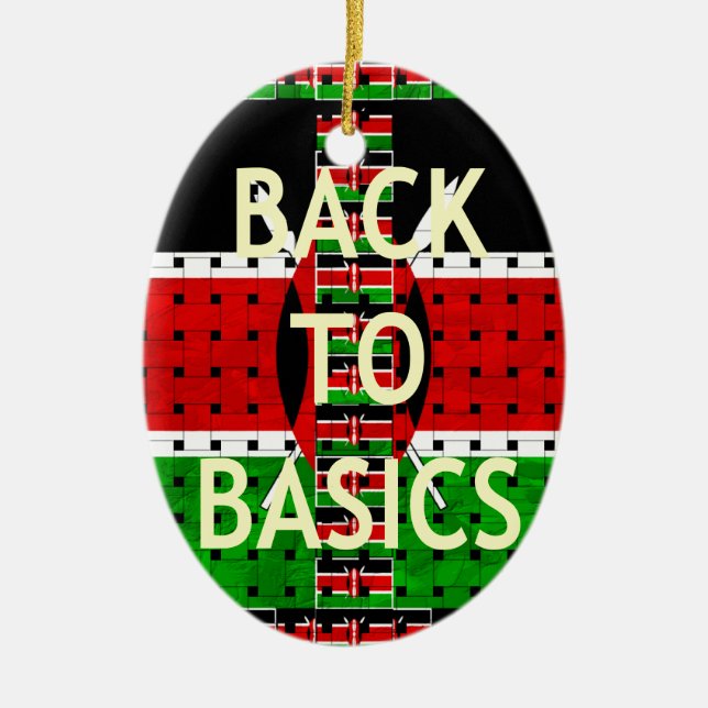 Back to Basics: Kenya Flag Themed Weaving Culture Ceramic Ornament (Front)