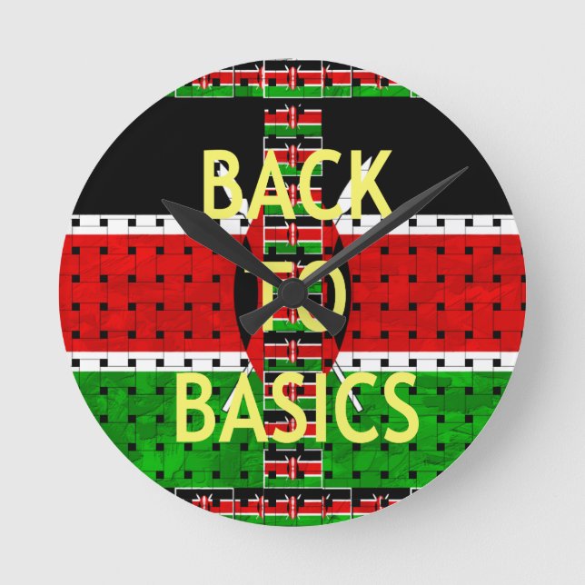 Back to Basics: Kenya Flag Themed Weaving Culture Round Clock (Front)