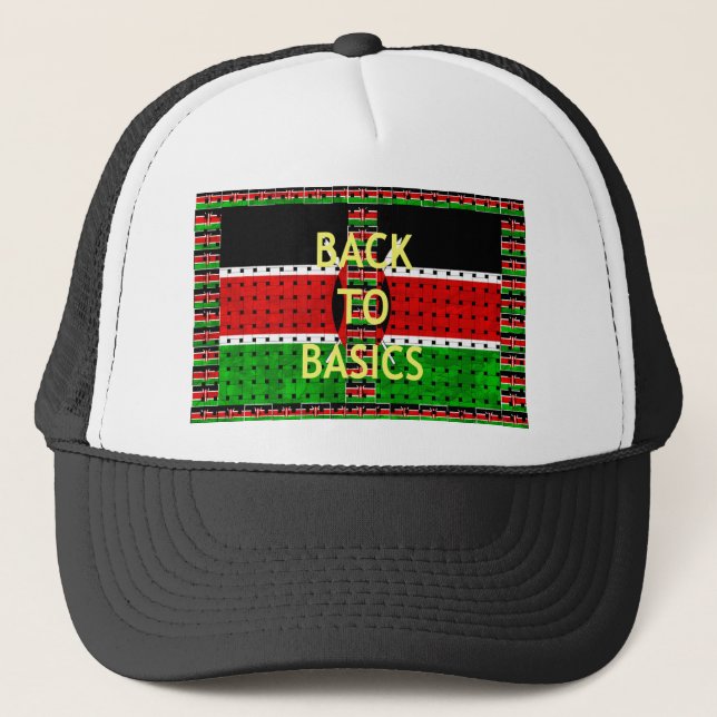 Back to Basics: Kenya Flag Themed Weaving Culture Trucker Hat (Front)
