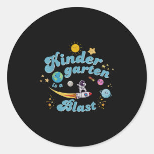 Back To Kindergarten Is A Blast Planet Outer Space Classic Round Sticker