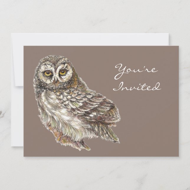 Back to Nature, Owl, Bird, Birthday Party Invitati Invitation (Front)