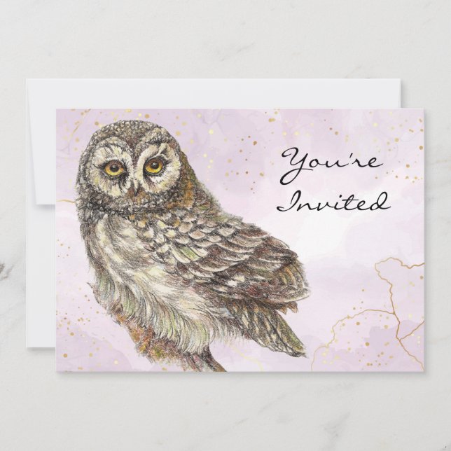 Back to Nature, Owl, Bird, Birthday Party Invitation (Front)