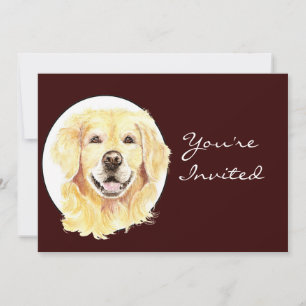 Back to Nature Watercolor Golden Retriever Dog Invitation