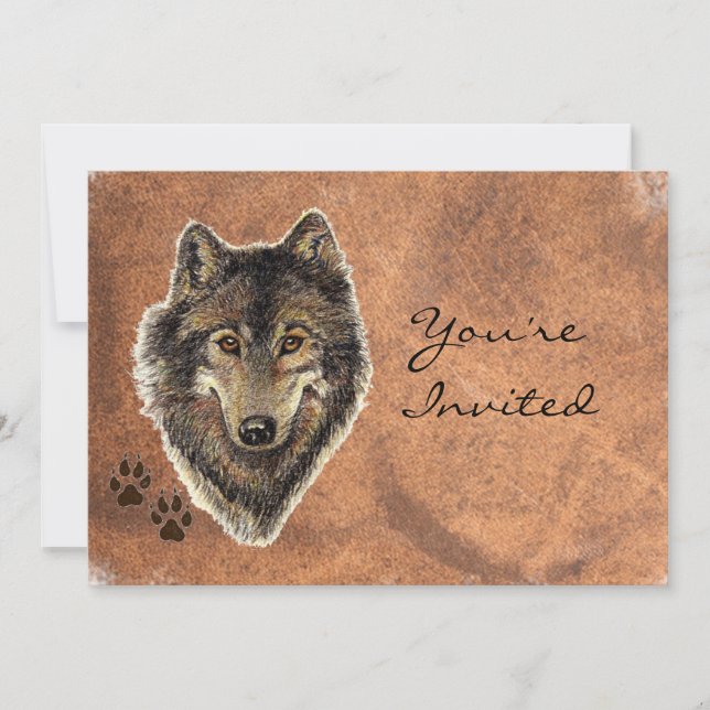 Back to Nature, Wolf, Animal Birthday Invite (Front)
