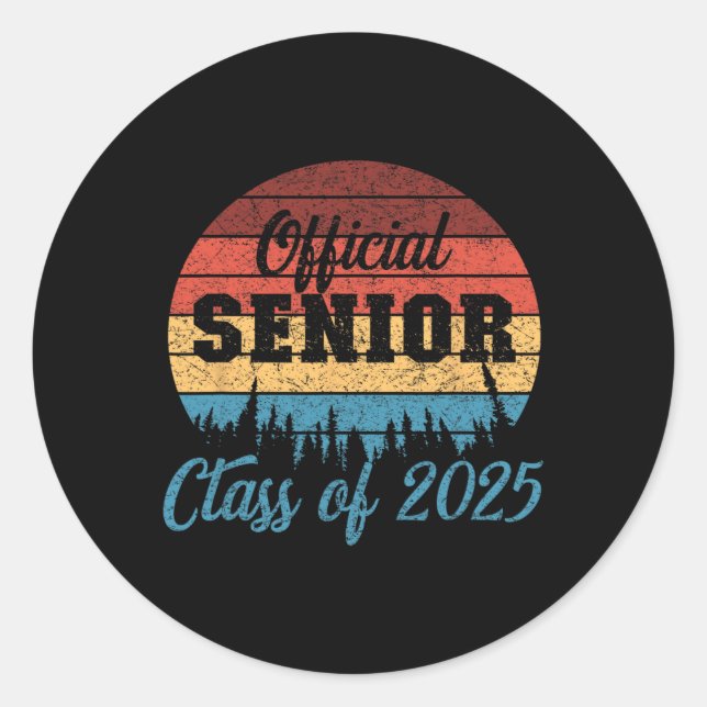 Back To School1 Senior 2025  Classic Round Sticker (Front)