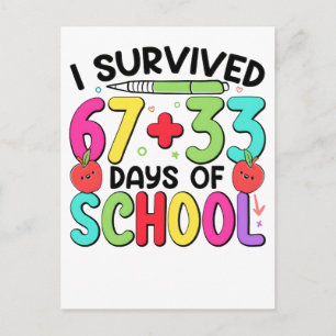 Back to School 100 Days T‑Shirt Design Holiday Postcard